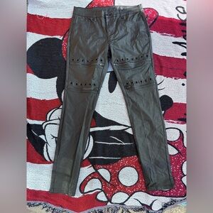 KILLSTAR BLACK GROMMET STUD FAUX LEATHER PANTS SIZE LARGE